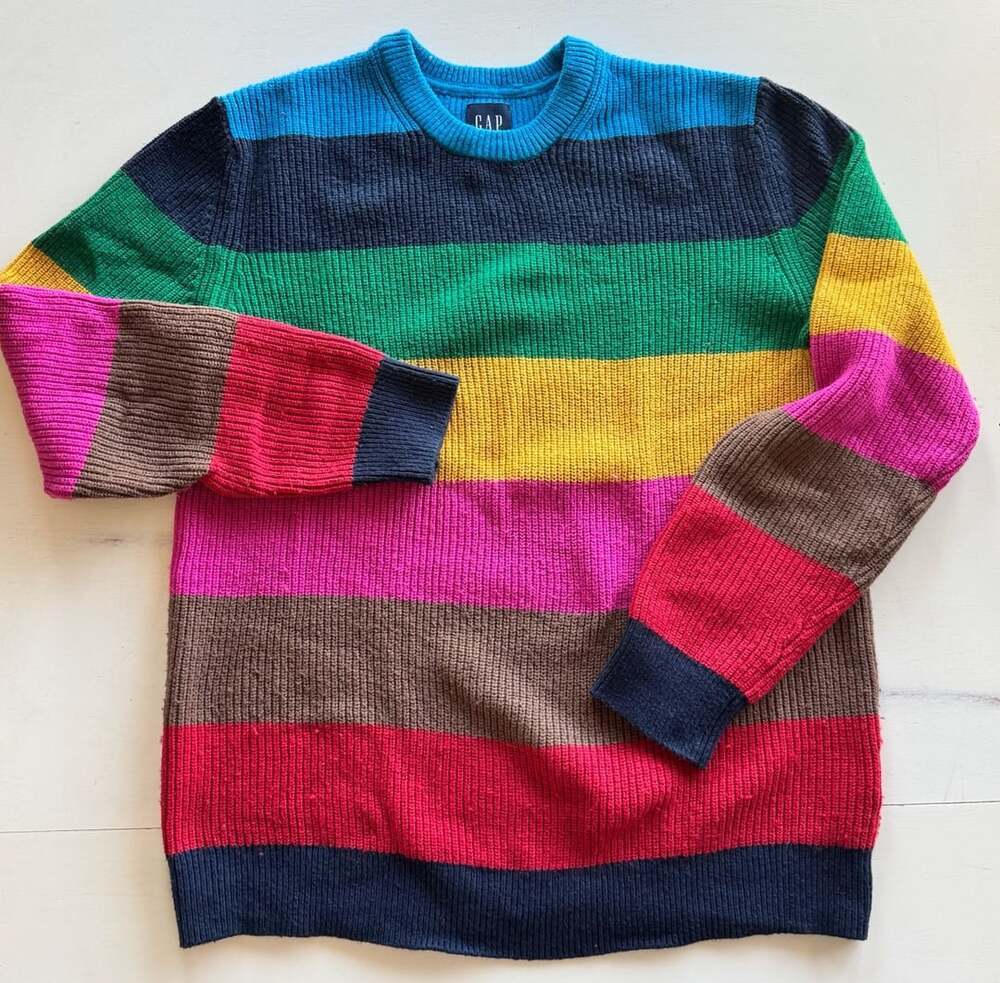 Gap Rainbow Stripe Sweater Multicolor Men’s XS